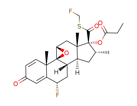 Molecular Structure of 192191-49-4 (S-fluoromethyl 6α-fluoro-9β,11β-epoxy-16α-methyl-17α-propionyloxy-3-oxoandrosta-1,4-diene-17β-carbothioate)