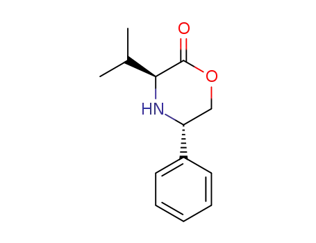 Molecular Structure of 202347-80-6 ((3S,5S)-3-Isopropyl-5-phenyl-morpholin-2-one)