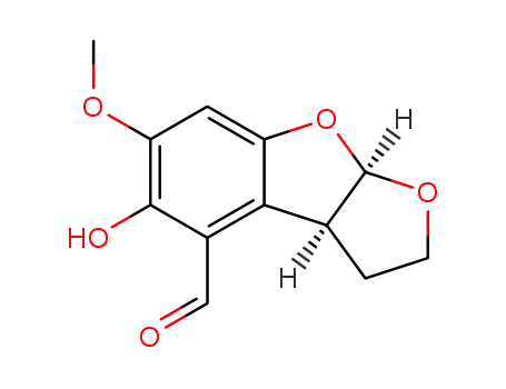 Molecular Structure of 292824-31-8 ((-)-2,3,3aS,8aR-tetrahydro-5-hydroxy-6-methoxy[2,3-d]-benzo[b]furan-4-carboxaldehyde)