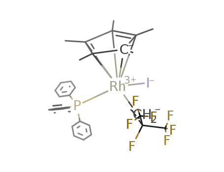 Molecular Structure of 1349737-19-4 ([(η5-pentamethylcyclopentadienyl)RhI(CH2CH2CF(CF3)2)(PPh3)])