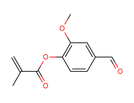 Molecular Structure of 36195-34-3 (2-Propenoic acid, 2-methyl-, 4-formyl-2-methoxyphenyl ester)