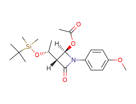 Molecular Structure of 203252-14-6 (2-Azetidinone,
4-(acetyloxy)-3-[(1R)-1-[[(1,1-dimethylethyl)dimethylsilyl]oxy]ethyl]-1-(4-
methoxyphenyl)-, (3R,4R)-)
