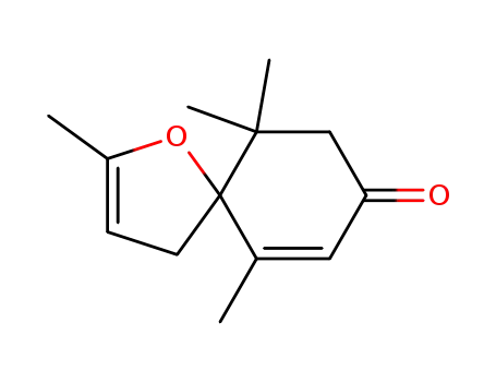 Molecular Structure of 80722-28-7 (2,6,10,10-tetramethyl-1-oxaspiro[4.5]deca-2,6-dien-8-one)