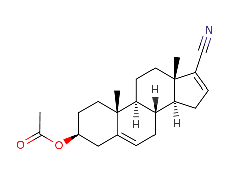 Molecular Structure of 19590-22-8 (17-cyano-5,16-androstadien-3 beta-ol-3-acetate)