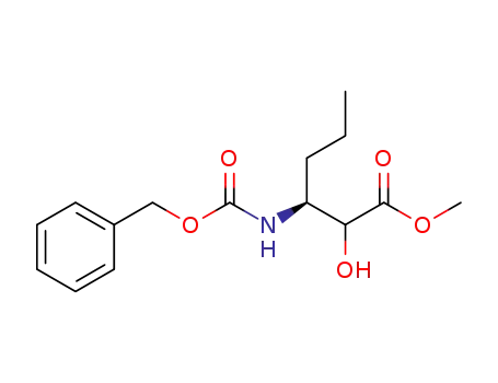 Molecular Structure of 928064-71-5 ((3S)-2-Hydroxy-3-[[(benzyloxy)carbonyl]aMino]hexanoic Acid Methyl Ester)