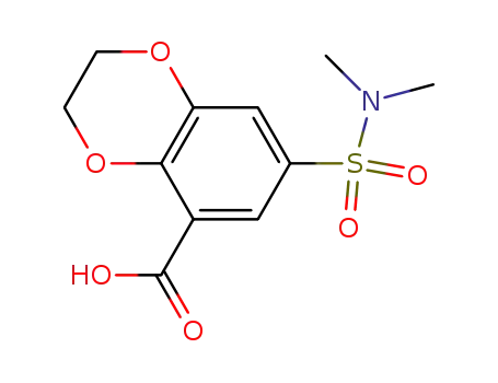Molecular Structure of 66410-49-9 (7-(N,N-dimethylsulphamoyl)-2,3-dihydro-1,4-benzodioxin-5-carboxylic acid)