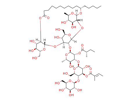 11S-jalapinolic acid 11-O-β-D-glucopyranosyl-(1->4)-O-(3-O-tigloyl)-β-D-glucopyranosyl-(1->3)-O-(2-O-2S-methylbutyryl)-α-L-rhamnopyranosyl-(1->2)-[O-β-D-glucopyranosyl-(1->3)]-O-β-D-glucopyranosyl-(1->2)-β-D-quinovopyranoside
