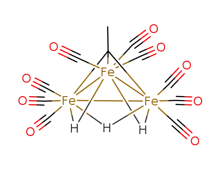 Molecular Structure of 69440-00-2 (mu3-Ethylidyne-tris(mu2-hydro)triiron nonacarbonyl)