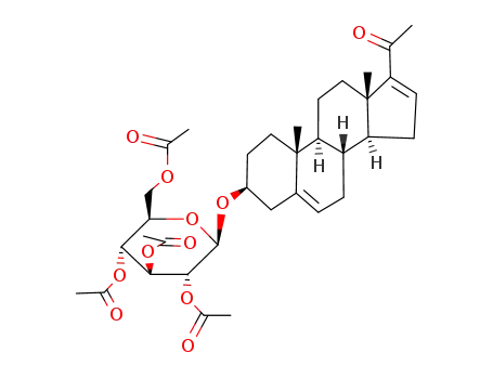 Molecular Structure of 13407-28-8 (3-O-(2,3,4,6-tetra-O-acetyl-β-D-glucopyranosyl)-16-dehydropregnanolone)
