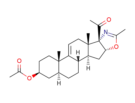 Molecular Structure of 19890-68-7 (3β-acetoxy-2'-methyl-(5α,16β)-pregn-9(11)-eno[17,16-<i>d</i>]oxazol-20-one)