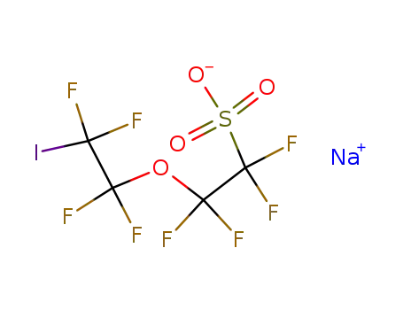 Molecular Structure of 89740-21-6 (Ethanesulfonic acid,
1,1,2,2-tetrafluoro-2-(1,1,2,2-tetrafluoro-2-iodoethoxy)-, sodium salt)