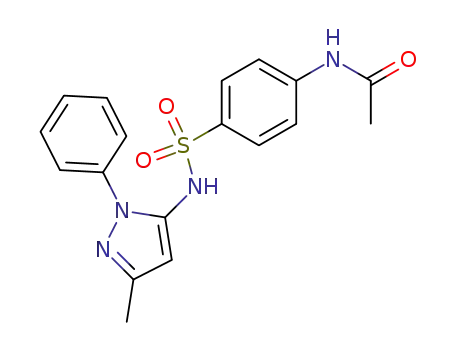 Molecular Structure of 907-75-5 (N-(4-(N-(3-methyl-1-phenyl-1H-pyrazol-5-yl)sulfamoyl)phenyl)acetamide)