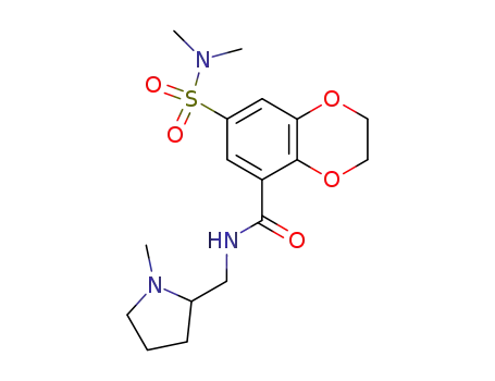 Molecular Structure of 66410-51-3 (7-(N,N-dimethylsulphamoyl)-2,3-dihydro-N-[(1-methyl-2-pyrrolidinyl)methyl]-1,4-benzodioxin-5-carboxamide)