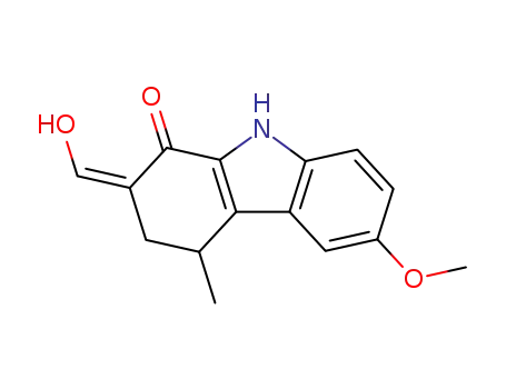 Molecular Structure of 72238-09-6 (2,3,4,9-tetrahydro-2-(hydroxymethylene)-6-methoxy-4-methyl-1H-carbazol-1-one)