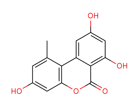 Molecular Structure of 641-38-3 (3,7,9-TRIHYDROXY-1-METHYL-6H-DIBENZO[B,D]PYRAN-6-ONE)