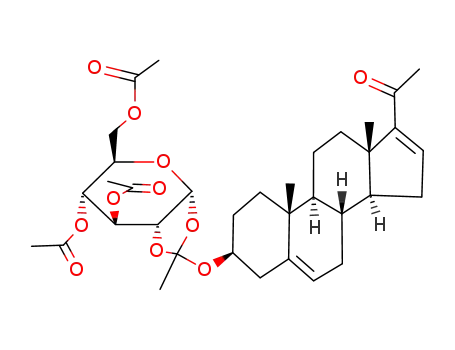 Molecular Structure of 58026-06-5 (3',4',6'-tri-O-acetyl-1',2',O-(16-dehydropregnenolone-3-yloxyethylidene)-α-D-glucopyranose)
