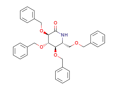 Molecular Structure of 77174-08-4 ((3R,4S,5R,6R)-3,4,5-tris(benzyloxy)-6-(benzyloxymethyl)piperidin-2-one)