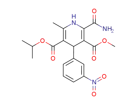 Molecular Structure of 145220-80-0 (isopropyl 2-carbamoyl-3-methoxycarbonyl-6-methyl-4-(3-nitrophenyl)-1, 4-dihydropyridine-5-carboxylate)