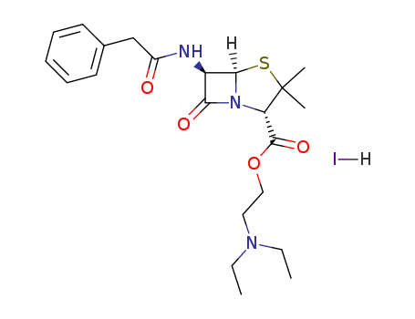 2-(diethylamino)ethyl (2S,5R,6R)-3,3-dimethyl-7-oxo-6-[(2-phenylacetyl)amino]-4-thia-1-azabicyclo[3.2.0]heptane-2-carboxylate;hydroiodide CAS No.808-71-9