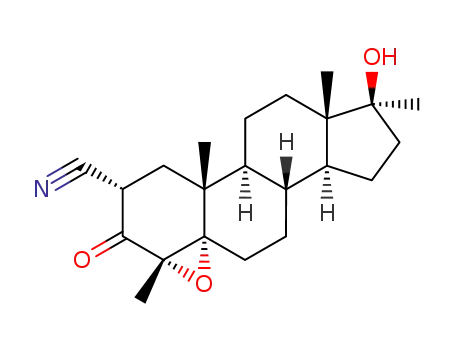 Molecular Structure of 71507-79-4 (4-&alpha;,5-&alpha;-EPOXY-17-&beta;-HYDROXY-4,17-DIMETH-YL-3-OXOANDROSTANE-2-&alpha;-CARBO-NITRILE			)