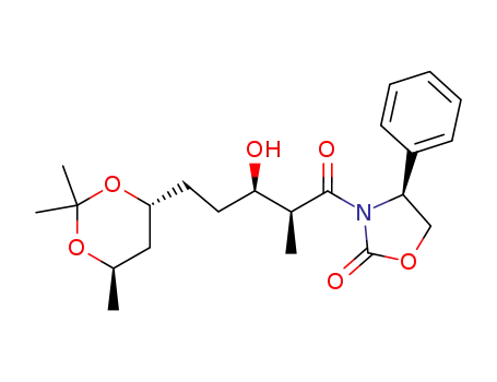 Molecular Structure of 900807-29-6 ((S)-3-[(2S,3R)-3-Hydroxy-2-methyl-5-((4R,6R)-2,2,6-trimethyl-[1,3]dioxan-4-yl)-pentanoyl]-4-phenyl-oxazolidin-2-one)