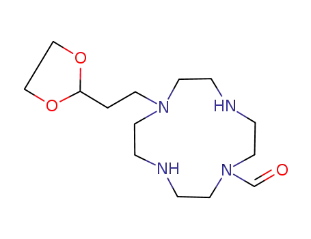 Molecular Structure of 137145-78-9 (7-<2-(1,3-Dioxolan-2-yl)ethyl>-1,4,7,10-tetraazacyclododecane-1-carbaldehyde)