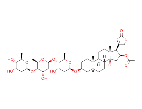 Molecular Structure of 29362-48-9 ([(3S,5R,8R,9S,10S,13R,16R,17S)-3-[(2R,4S,5R,6R)-4,5-bis[[(2R,4S,5R,6R) -4,5-dihydroxy-6-methyl-oxan-2-yl]oxy]-6-methyl-oxan-2-yl]oxy-14-hydro xy-10,13-dimethyl-17-(5-oxo-2H-furan-3-yl)-1,2,3,4,5,6,7,8,9,11,12,15, 16,17-tetradecahydrocyclopenta[a]phenanthren-16-yl] acetate)