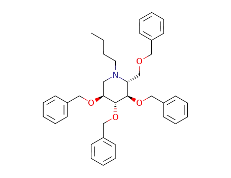 Molecular Structure of 227932-82-3 (N-butyl 2,3,4,6-tetra-O-benzyl-1,5-dideoxy-1,5-imino-D-glucitol)