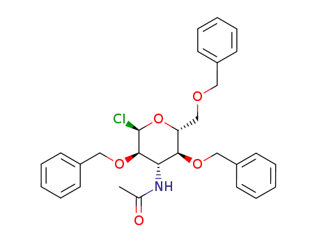 Molecular Structure of 22860-43-1 (3-acetamido-2,4,6-tri-O-benzyl-3-deoxy-α-D-glucopyranosyl chloride)