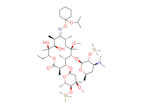 Molecular Structure of 791845-56-2 (2',4-O-bis(trimethylsilyl)-6-O-methylerythromycin A 9-(E)-O-(1-isopropoxycyclohexyl)-oxime)