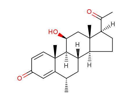 Pregna-1,4-diene-3,20-dione,11-hydroxy-6-methyl-, (6a,11b)-
