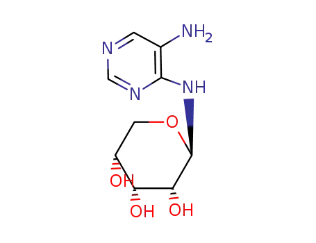 Molecular Structure of 93135-56-9 ((2R,3R,4R,5R)-2-(5-Amino-pyrimidin-4-ylamino)-tetrahydro-pyran-3,4,5-triol)