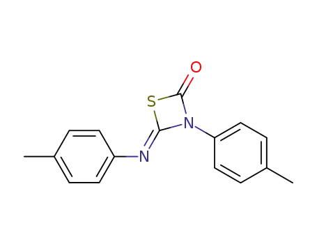 Molecular Structure of 112178-80-0 (1,3-Thiazetidin-2-one, 3-(4-methylphenyl)-4-[(4-methylphenyl)imino]-)