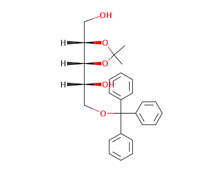 Molecular Structure of 84709-46-6 (2,3-O-isopropylidene-5-O-(triphenylmethyl)-D-ribitol)