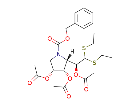 (2S,3S,4R)-3,4-Diacetoxy-2-((S)-1-acetoxy-2,2-bis-ethylsulfanyl-ethyl)-pyrrolidine-1-carboxylic acid benzyl ester