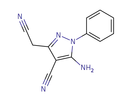 Molecular Structure of 7152-40-1 (5-AMINO-4-CYANO-3-CYANOMETHYL-1-PHENYLPYRAZOLE)