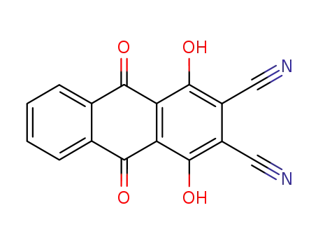 Molecular Structure of 5470-98-4 (1,4-dihydroxy-9,10-dioxo-9,10-dihydroanthracene-2,3-dicarbonitrile)