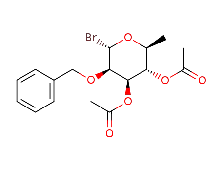 Molecular Structure of 849938-23-4 (3,4-di-O-acetyl-2-O-benzyl-α-L-rhamnopyranosyl bromide)