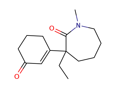 Molecular Structure of 71556-77-9 (3-ethylhexahydro-1-methyl-3-(3-oxo-1-cyclohexen-1-yl)-2H-azepin-2-one)