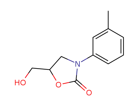 Molecular Structure of 29218-27-7 (2-OXAZOLIDINONE, 5-(HYDROXYMETHYL)-3-(3-METHYLPHENYL)-)