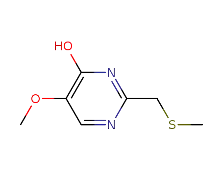 Molecular Structure of 77249-08-2 (4(1H)-Pyrimidinone, 5-methoxy-2-[(methylthio)methyl]-)