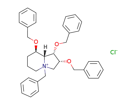 Molecular Structure of 113626-63-4 ((1S,2R,8R,8aR)-4-Benzyl-1,2,8-tris-benzyloxy-octahydro-indolizinium; chloride)