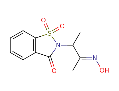 Molecular Structure of 15246-97-6 (2-(2-hydroxyimino-1-methyl-propyl)-1,1-dioxo-1,2-dihydro-1λ<sup>6</sup>-benzo[<i>d</i>]isothiazol-3-one)
