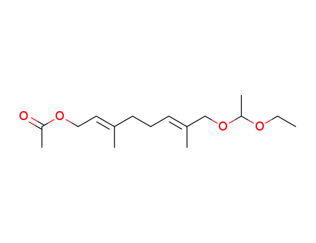 Molecular Structure of 87064-43-5 (Acetic acid (2E,6E)-8-(1-ethoxy-ethoxy)-3,7-dimethyl-octa-2,6-dienyl ester)