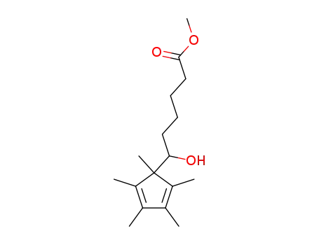 Molecular Structure of 874964-04-2 (methyl 6-hydroxy-6-(1,2,3,4,5-pentamethyl-2,4-cyclopentadienyl)hexanoate)