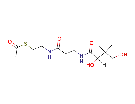Molecular Structure of 6098-36-8 ((R)-S-(2-(3-(2,4-dihydroxy-3,3-dimethylbutanamido)propanamido)ethyl) ethanethioate)