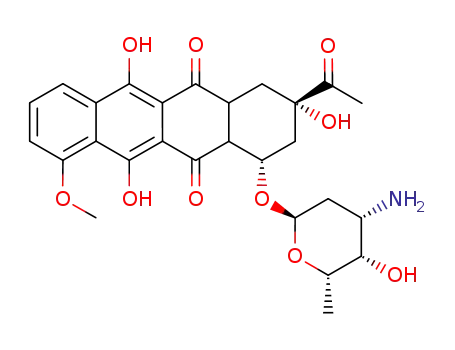 Molecular Structure of 118868-84-1 ((8S-cis)-8-acetyl-10-<(3-amino-2,3,6-trideoxy-α-L-lyxohexopyranosyl)oxy>-6a,7,8,9,10,10a-hexahydro-5,8,12-trihydroxy-1-methoxy-6,11-naphthacenedione)