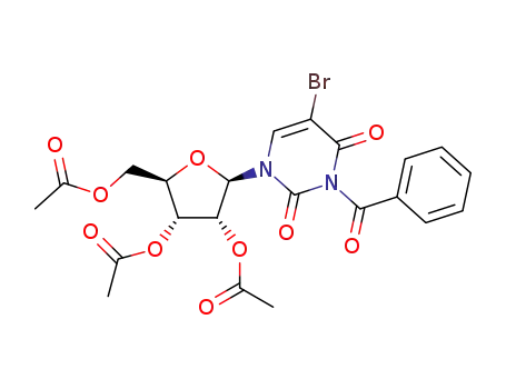 Molecular Structure of 1261157-39-4 (5-bromo-N3-benzoyl-2’,3’,5’-tri-O-acetyluridine)