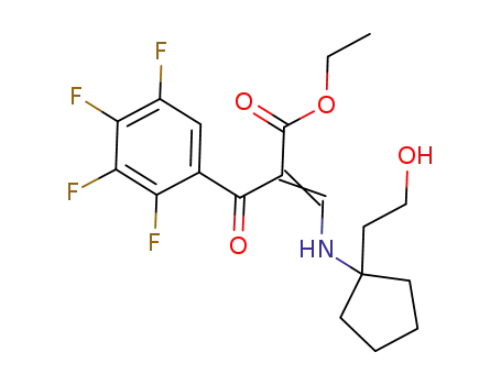 Molecular Structure of 1132814-55-1 (ethyl 3-{[1-(2-hydroxyethyl)cyclopentyl]amino}-2-(2,3,4,5-tetrafluorobenzoyl)acrylate)