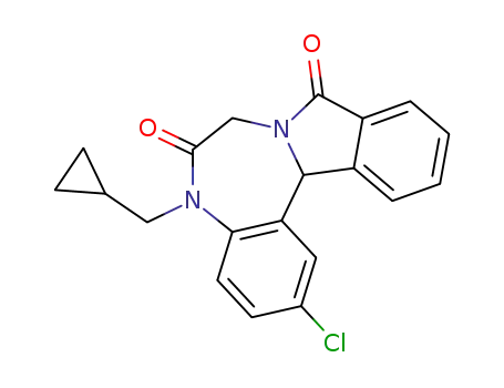 Molecular Structure of 133489-22-2 (2-Chloro-5-cyclopropylmethyl-5,13b-dihydro-benzo[5,6][1,4]diazepino[7,1-a]isoindole-6,9-dione)